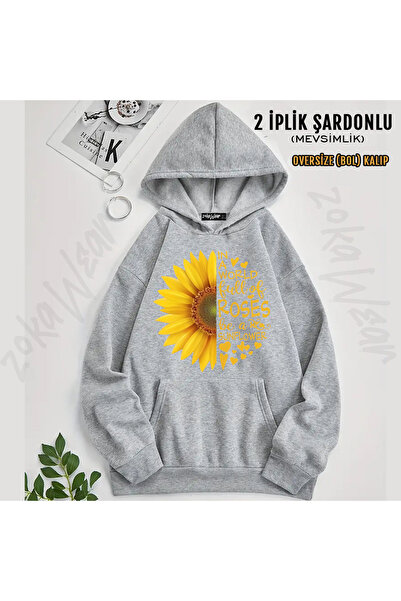 ZOKAWEAR Sunflower Printed Hooded Sweatshirt