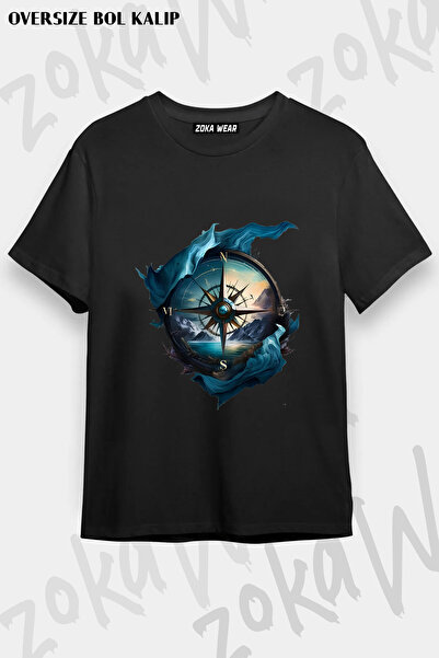 ZOKAWEAR Colorful Landscape and Compass Printed T-Shirt