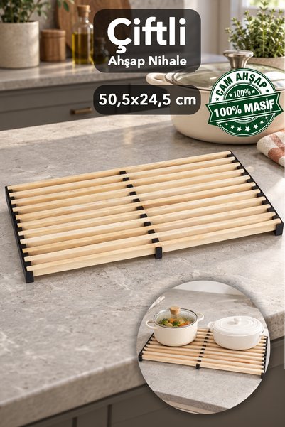 Meleni Home Velika podloga od punog drveta - Šest vatrootpornih neprijanjajuć...