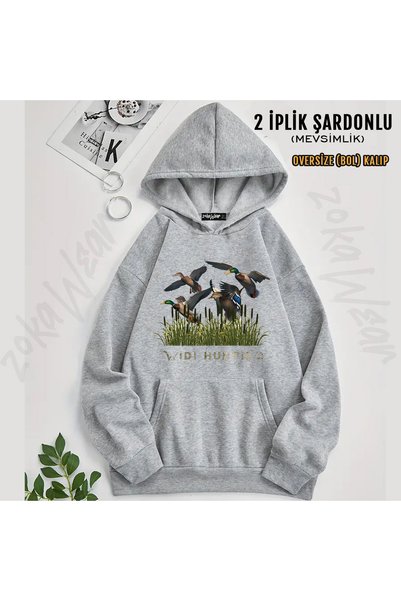 ZOKAWEAR Widi Hunting Hunting Ordek Avi Printed Hooded Sweatshirt