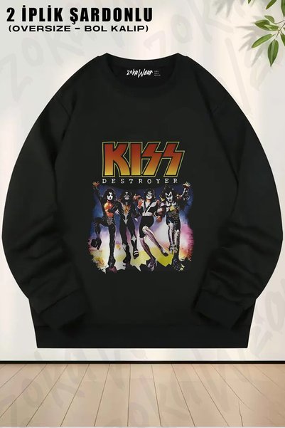 ZOKAWEAR Kiss the Destroyer Rock Music Album Printed Crew Neck Sweatshirt