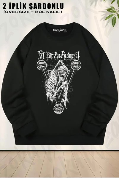 ZOKAWEAR Skull Muzik Fit for an Autopsy Printed Crew Neck Sweatshirt