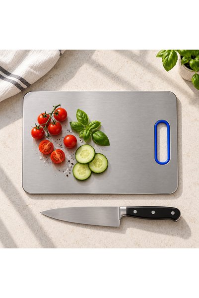Natsan Slate Large Stainless Steel Cutting Board 24 X 34 cm - Inox Gray