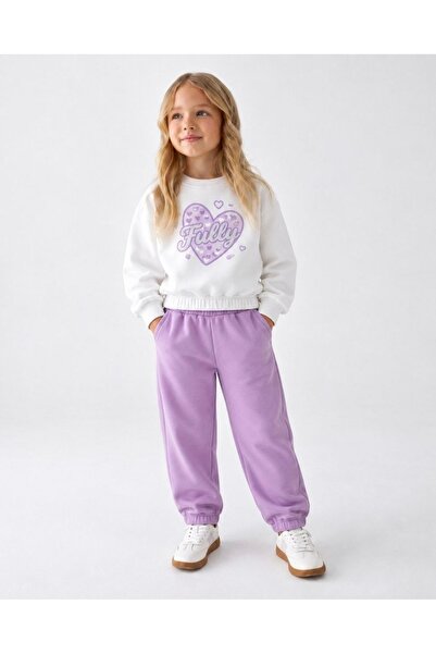 JABBER Girl's Heart Appliqued Tracksuit Set
