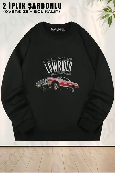 ZOKAWEAR Φούτερ με στρογγυλή λαιμόκοψη και τύπωμα «Lowrider Classic Car» «Gan...