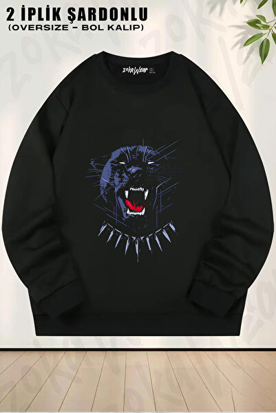 ZOKAWEAR Black Panther - Black Panther Printed Crew Neck Sweatshirt