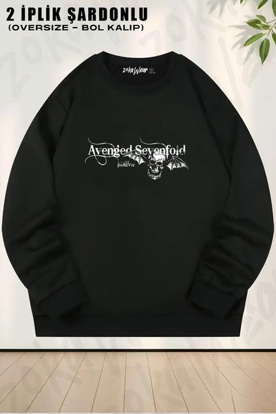 ZOKAWEAR سويت شيرت برقبة دائرية مطبوع عليه Forever Avenged Sevenfold