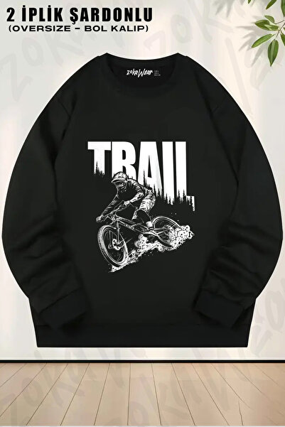 ZOKAWEAR Mountain Bike Trail Riding Printed Crew Neck Sweatshirt