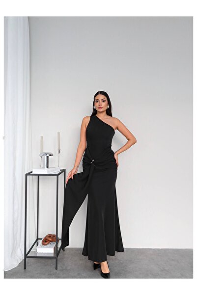 ESRAHELVACI One-Shoulder Long Dress with Waist Buckle