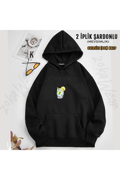 ZOKAWEAR The Evening Be Gin Printed Hooded Sweatshirt
