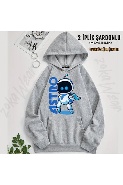 ZOKAWEAR Game Captain Astro Bot Printed Hooded Sweatshirt