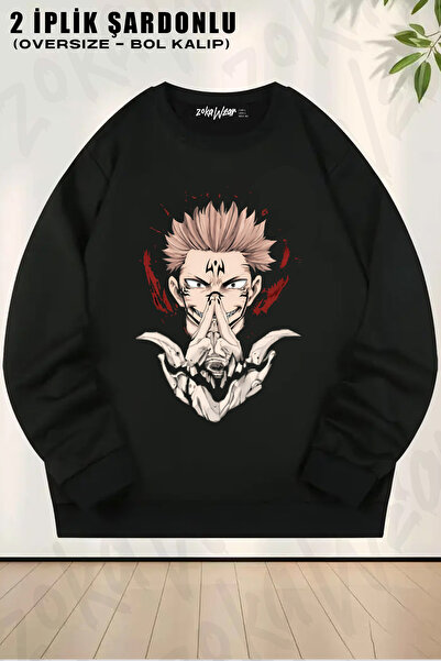 ZOKAWEAR Sukuna Ryomen Sukuna Jujutsu Kaisen Anime Manga Printed Crew Neck Sw...