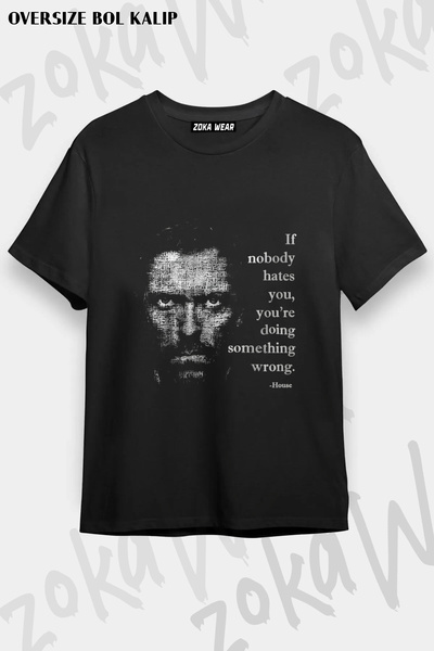 ZOKAWEAR تي شيرت مطبوع عليه "إذا كان لا أحد يكرهك، فالد هاوس يكرهك" من هيو لوري