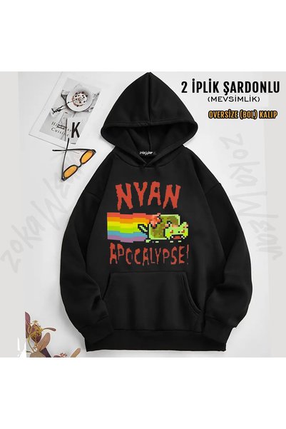 ZOKAWEAR Hanorac cu glugă cu imprimeu Nyan Nyan Cat