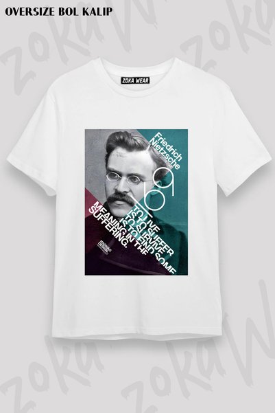ZOKAWEAR تي شيرت مطبوع عليه Suffering Philosopher Philosophy Friedrich