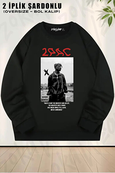 ZOKAWEAR 2Pac Tupac Death Vers Minimal Design Rap Hiphop Printed Crew Neck Sw...