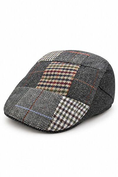 CosmoOutlet Καπέλο Unisex Patchwork με καρό και μοτίβο ψαροκόκαλου, κλασικό μ...