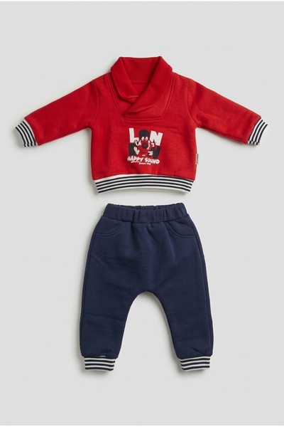 zumino London Happy Sound Printed Pocket Detailed Baby Boy Double Set