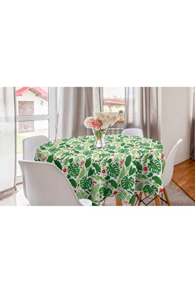 Abakuhaus Față de masă rotundă botanică cu model de frunze 150cm