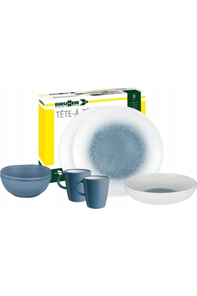 Brunner Set de veselă pentru 2 persoane, din melamină, tête-à-tête Meteore Azur