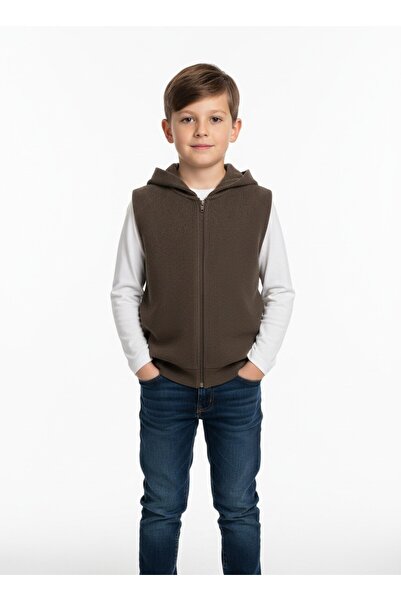 Edelweiss Boy's Hooded Vest with Muslin Fabric Lining