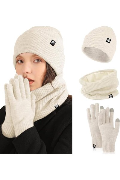 KASTWAVE Winter Beanie Hat for Women, Winter Scarf Mask Set, Warm Soft Slouch...
