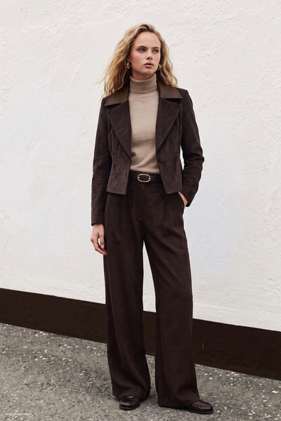 Sateen Kadife Pantolon - Kahve