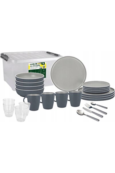 Brunner Set de masă complet din melamină gri, Trilogia All Inclusive