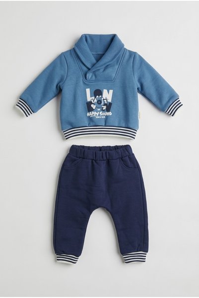 zumino London Happy Sound Printed Pocket Detailed Baby Boy Double Set