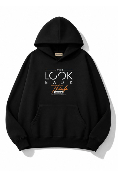 herkesemoda Φούτερ Oversize με στάμπα κειμένου και τσέπες καγκουρό