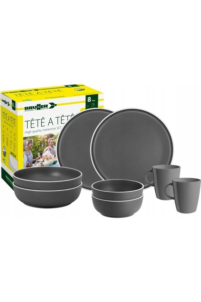 Brunner Set de masă din melamină tête-à-tête gri Dolomit 8 piese