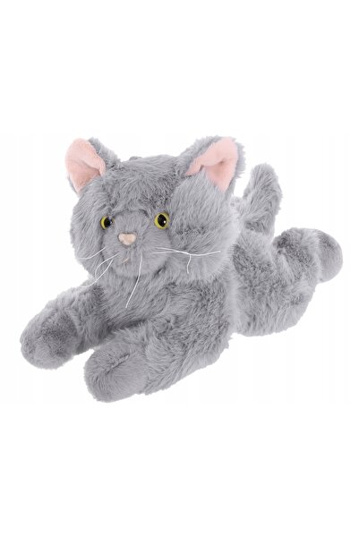 MADEJ Jucărie Mascotă Pisică Culcată de 45cm, Gri, din Pluș Moale, Păpușă de ...