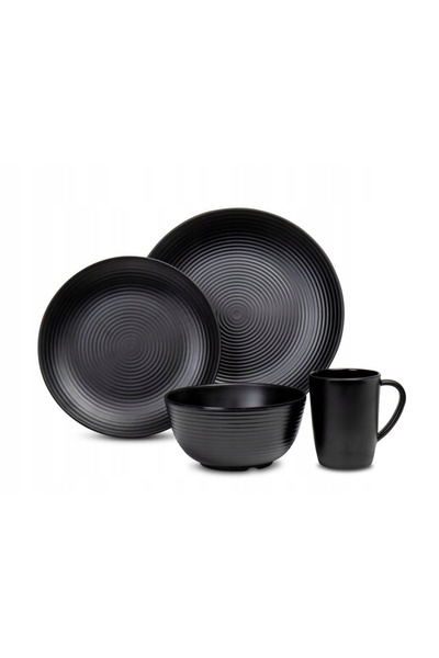 Camp4 Set de masă din melamină Lund, 16 piese negru