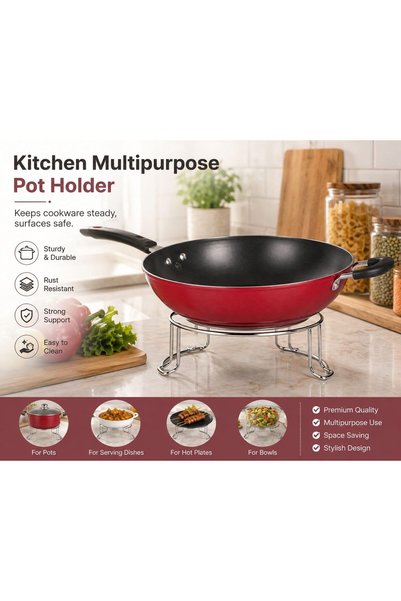 Generic Multipurpose Pot Holder Stand for Kitchen, Metal Cookware & Serving Dish Stand, Heat Resistant Pan & Bowl Rack, Stable Raised Holder for Pots, Plates & Hot Dishes