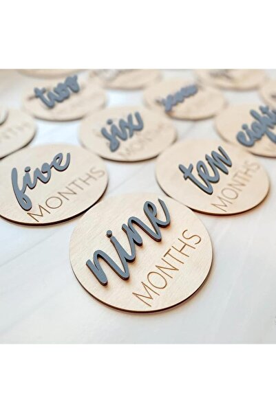 Generic Baby Monthly Milestone Wooden Discs, 10cm Photo Props, 1-12 Months, S...