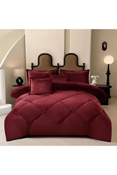Moon Nefirn 6-Piece Winter Quilt Velvet Fur Quilted Plaid Quilt 250*230