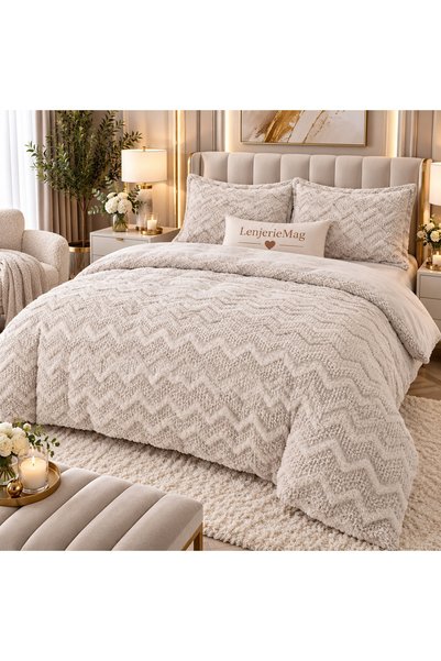 East Comfort Lenjerie Cocolino 4 piese Cearceaf Model Clasic Crem PITC20