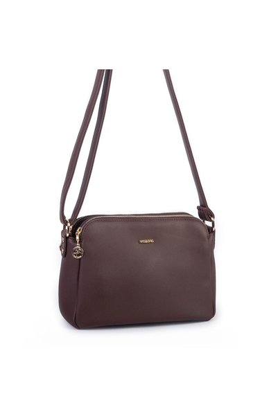 Nas Bag Vera Bag Women's Crossbody Soft Leather Snap Fastener Three Compartme...