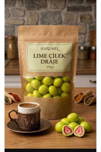 HAR-UM Ticaret LİME ÇİLEK BÜYÜK BOY DRAJE-KAHVE YANI 150 GR