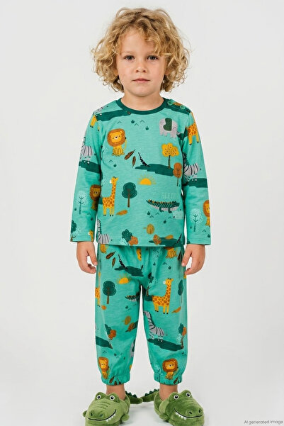 Breeze Baby Boy Pajama Set Safari Themed Cute Animals Patterned 9 Months-3 Ye...