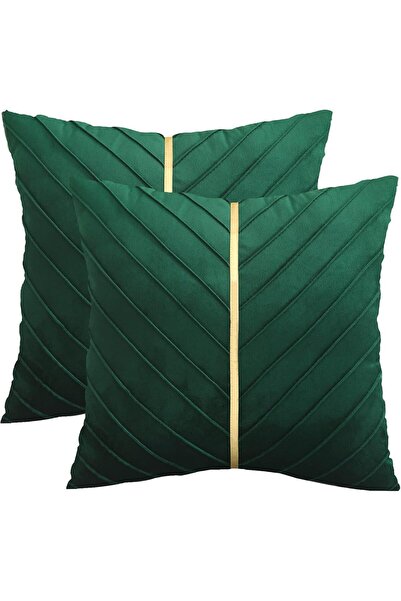 Generic Velvet Throw Pillow Covers 18x18 inch Pack of 2 with Gold Leather Dec...