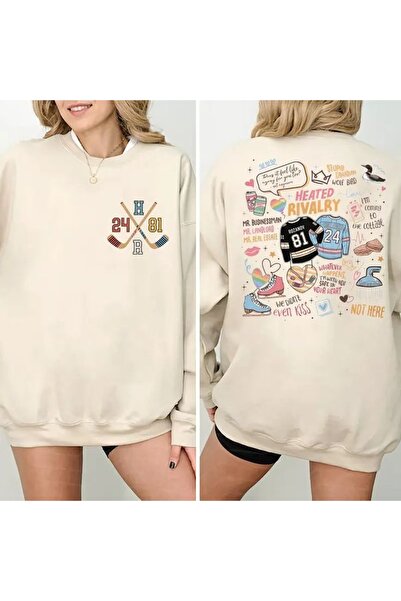 Vordevia Heated Rivalry Printed Cotton 3 Thread Ringer Crew Neck Oversize Swe...