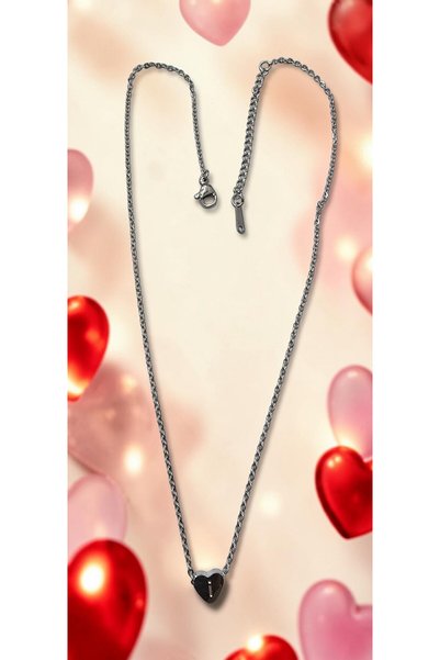 ahsenaksesuar2025 Silver Color -I- Letter Heart Detailed Minimal Thin Chain S...