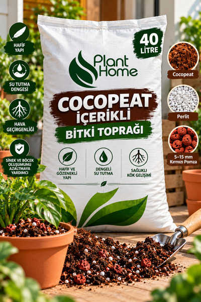 Plant Home Power Mix Cocopeat İçerikli Bitki Toprağı 40 Litre – Perlit ve 5-1...