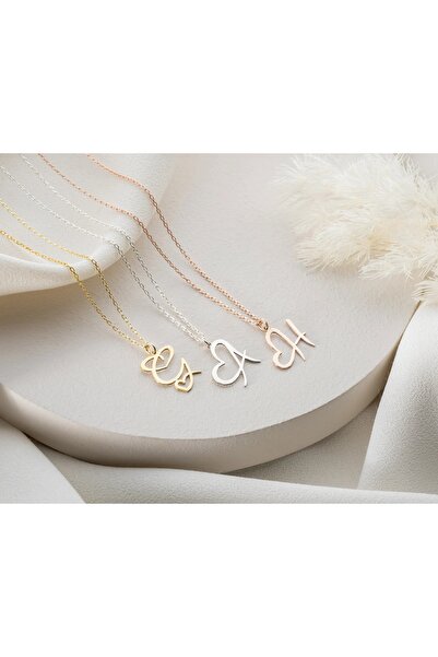 Papatya Silver 925 Ayar Gümüş Zarif Kişiye Özel Harfli Kalp Kolye.rose.gold.rodaj Renk Seçeneği