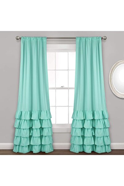 Lush Decor ستائر أيفوري أليسون المزينة بالكشكشة - مجموعة ستائر للنوافذ لغرفة ...