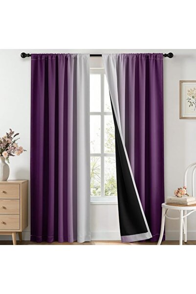 Yakamok ستائر تعتيم للغرف، ستائر عازلة للحرارة وحاجبة للضوء مع حلقات تثبيت، م...
