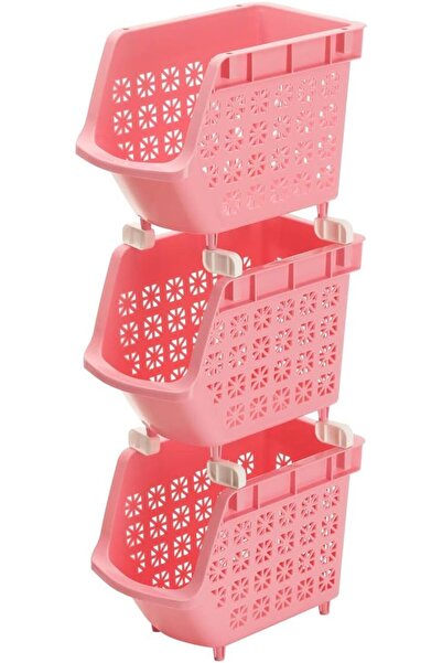 Generic 3-Tier Multipurpose Stackable Storage Rack Pink 30 X 17.5 X 70Cm