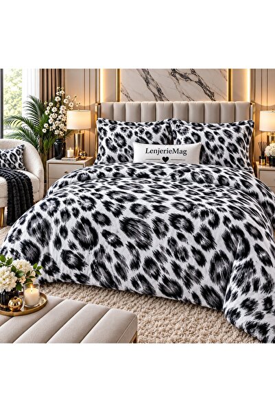 East Comfort Lenjerie Cocolino 4 piese Alb Negru Model Zebra cu Elastic PITC05
