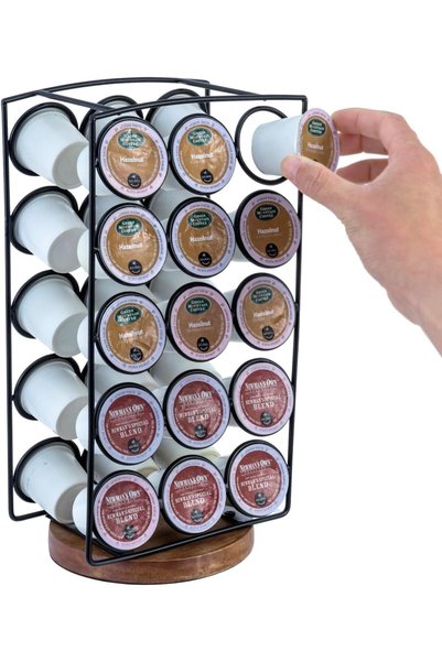 Generic حامل كبسولات القهوة المعدني الأسود الصناعي الحضري لـ 30 كبسولة مع قاع...